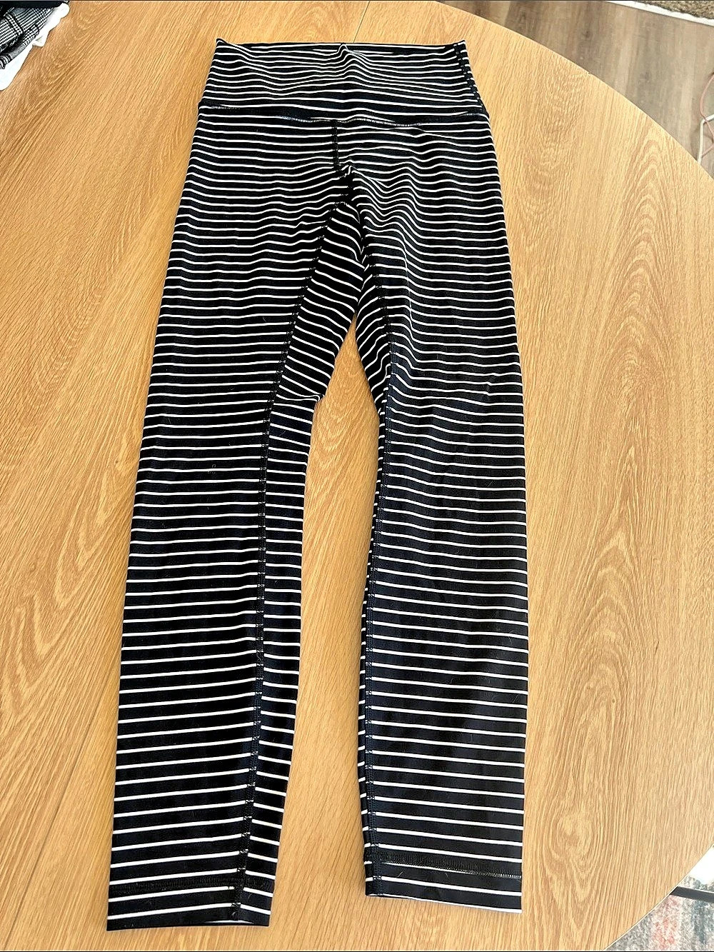 Lululemon Black White Stripe Striped Leggings Black